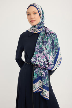 Aurora Desenli Janjan Şal - Çiçek Kozmosu - Mor