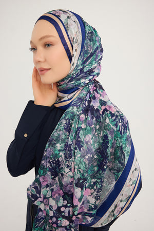 Aurora Desenli Janjan Şal - Çiçek Kozmosu - Mor