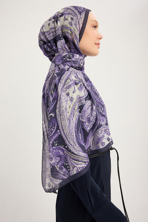 Efilia Desenli Şal - Kozmik Paisley - Mor