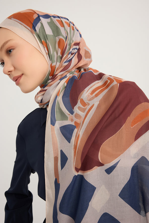 Efilia Desenli Şal - Pastel Yolculuk - Somon