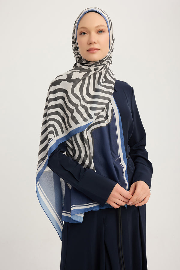Efilia Desenli Şal - Yaşam İzi - Lacivert