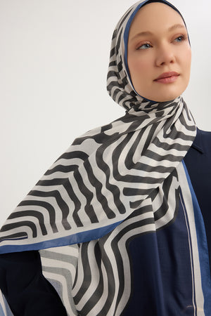 Efilia Desenli Şal - Yaşam İzi - Lacivert