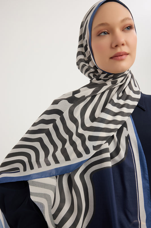 Efilia Desenli Şal - Yaşam İzi - Lacivert