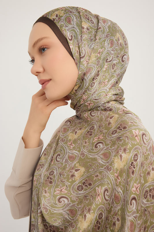 Aurora Desenli Janjan Şal - Etnik Bahar - Yeşil