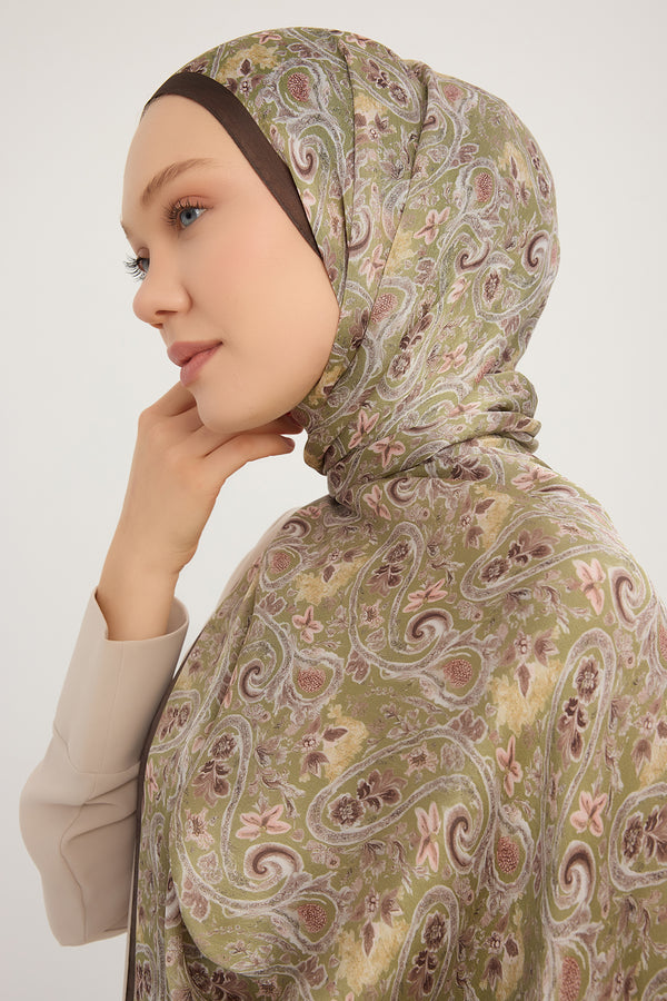 Aurora Desenli Janjan Şal - Etnik Bahar - Yeşil