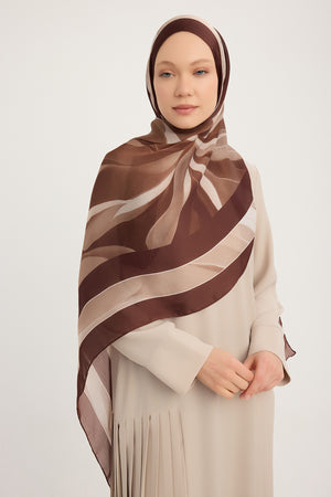Aurora Desenli Janjan Şal - Göksel Gelgit - Bordo