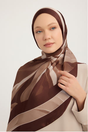 Aurora Desenli Janjan Şal - Göksel Gelgit - Bordo