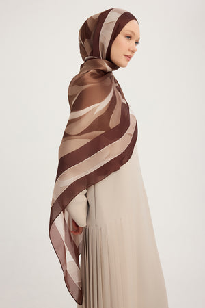 Aurora Desenli Janjan Şal - Göksel Gelgit - Bordo