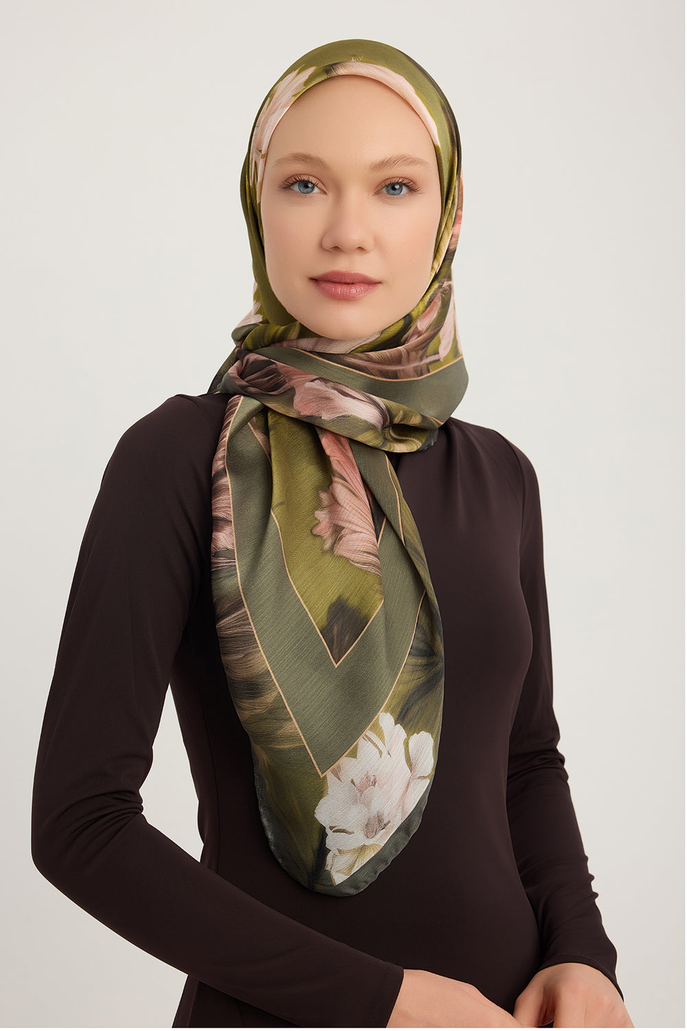 Aurora Desenli Janjan Eşarp - Gizli Bahçe - Yeşil