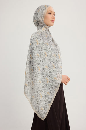 Aurora Desenli Janjan Şal - Etnik Bahar - Bej