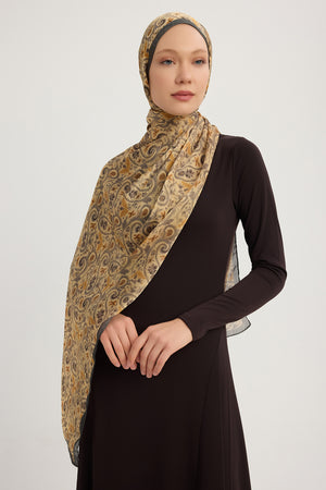 Aurora Desenli Janjan Şal - Etnik Bahar - Gri