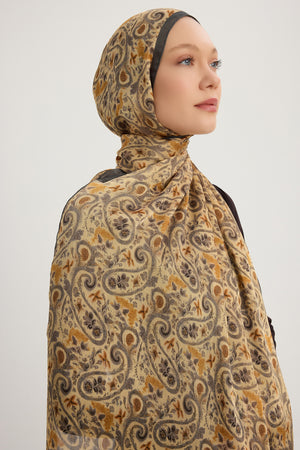 Aurora Desenli Janjan Şal - Etnik Bahar - Gri