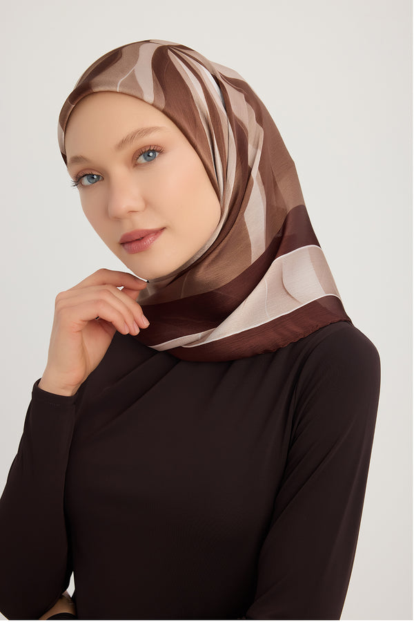 Aurora Desenli Janjan Eşarp - Göksel Gelgit - Bordo