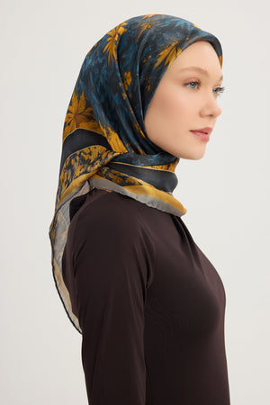 Aurora Desenli Janjan Eşarp - Gecenin Bahçesi - Gri