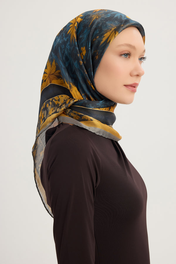 Aurora Desenli Janjan Eşarp - Gecenin Bahçesi - Gri