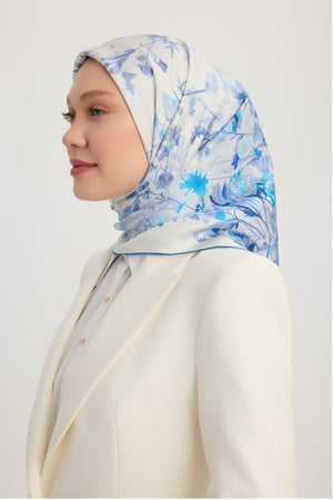 %100 İpek Twill Eşarp - Pastoral - İndigo