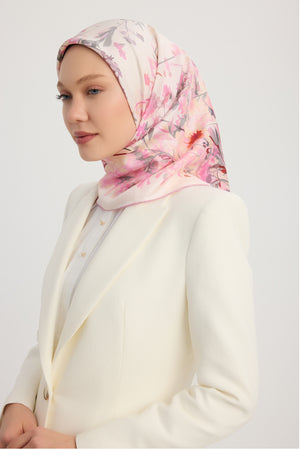 %100 İpek Twill Eşarp - Pastoral - Pudra