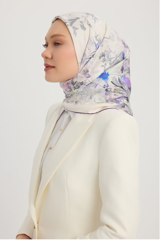 %100 İpek Twill Eşarp - Pastoral - Mürdüm
