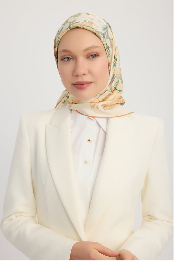 %100 İpek Twill Eşarp - Pastoral - Nefti