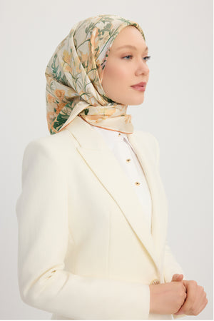 %100 İpek Twill Eşarp - Pastoral - Nefti