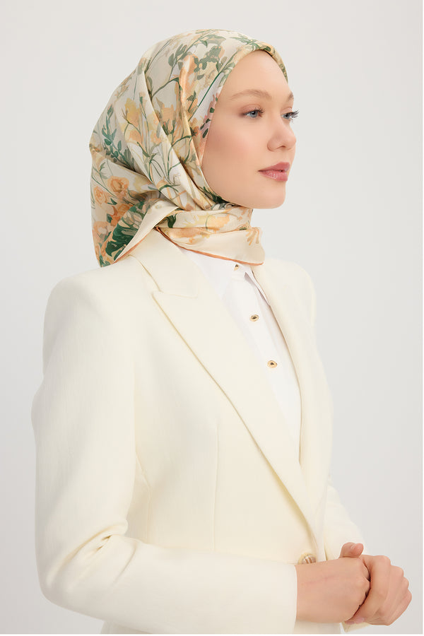 %100 İpek Twill Eşarp - Pastoral - Nefti