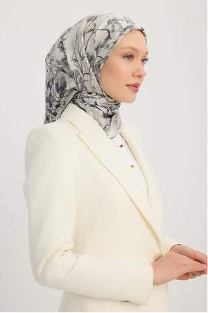 %100 İpek Twill Eşarp - Pastoral - Siyah