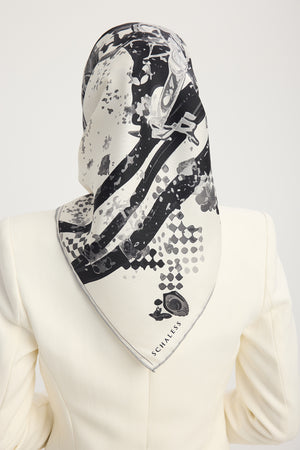 %100 İpek Twill Eşarp - Saltanat Arabası - Gri