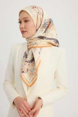 %100 İpek Twill Eşarp - Rapsodi - Oranj