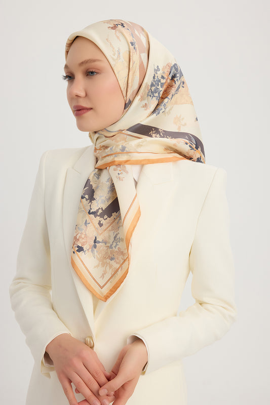 %100 İpek Twill Eşarp - Rapsodi - Oranj