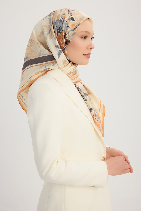 %100 İpek Twill Eşarp - Rapsodi - Oranj