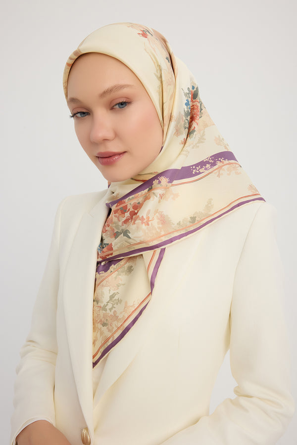 %100 İpek Twill Eşarp - Rapsodi - Ekru