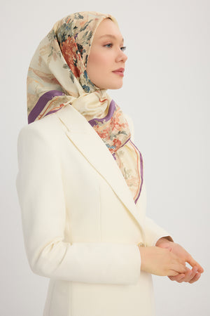 %100 İpek Twill Eşarp - Rapsodi - Ekru