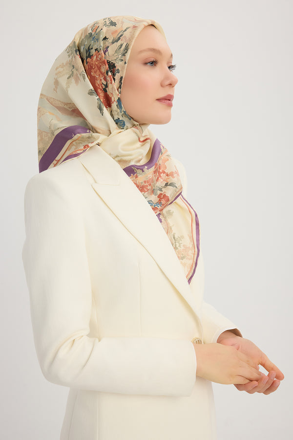 %100 İpek Twill Eşarp - Rapsodi - Ekru