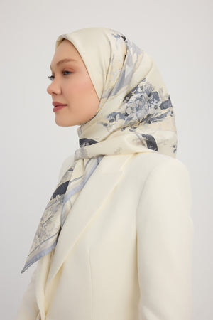 %100 İpek Twill Eşarp - Rapsodi - İndigo