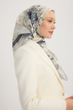 %100 İpek Twill Eşarp - Rapsodi - İndigo