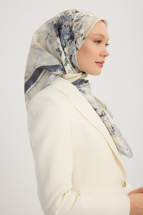 %100 İpek Twill Eşarp - Rapsodi - İndigo