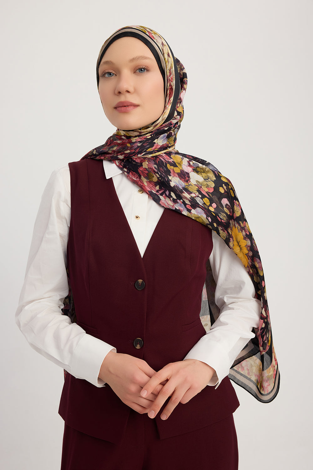 Aurora Desenli Janjan Şal - Çiçek Kozmosu - Pembe