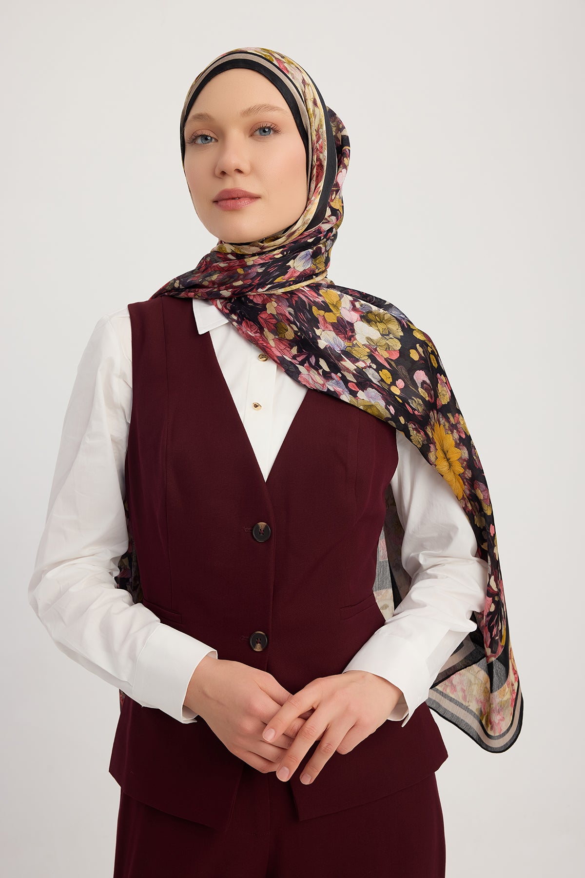 Aurora Desenli Janjan Şal - Çiçek Kozmosu - Pembe