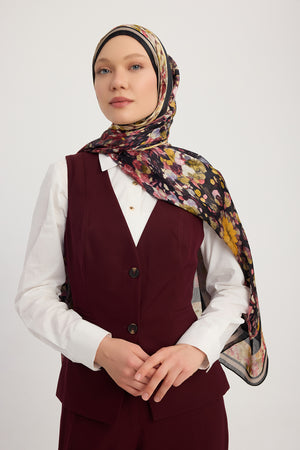 Aurora Desenli Janjan Şal - Çiçek Kozmosu - Pembe