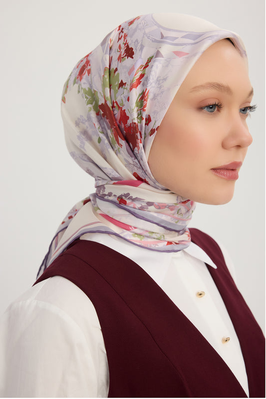 %100 İpek Twill Eşarp - Rapsodi - Lila