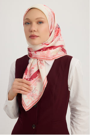 %100 İpek Twill Eşarp - Rapsodi - Bordo