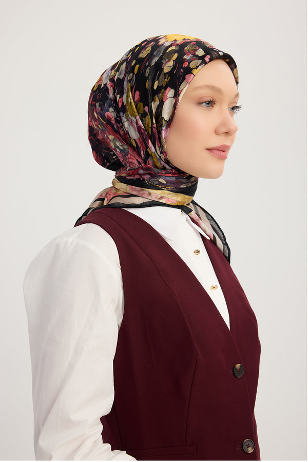 Aurora Desenli Janjan Eşarp - Çiçek Kozmosu - Pembe