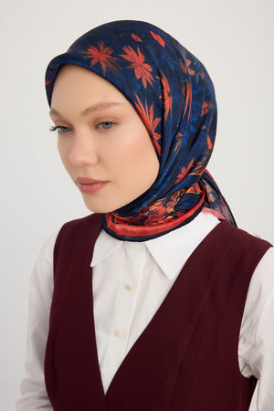 Aurora Desenli Janjan Eşarp - Gecenin Bahçesi - Nar Çiçeği