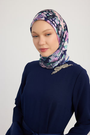 Aurora Desenli Janjan Eşarp - Çiçek Kozmosu - Mor