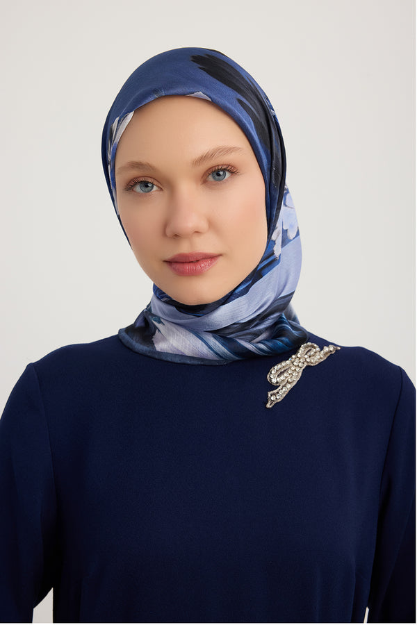 Aurora Desenli Janjan Eşarp - Gizli Bahçe - Lila