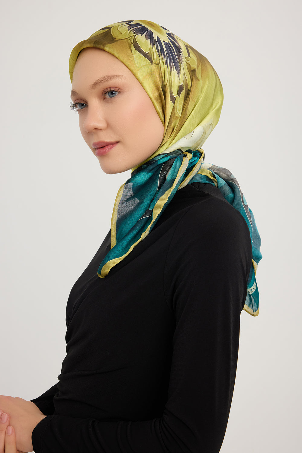 Aurora Desenli Janjan Eşarp - Güneş Çiçeği - Sarı