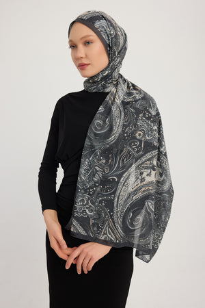 Efilia Desenli Şal - Kozmik Paisley - Siyah