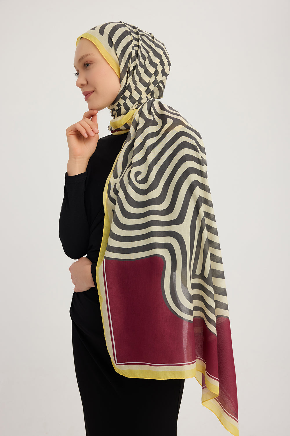 Efilia Desenli Şal - Yaşam İzi - Vişne