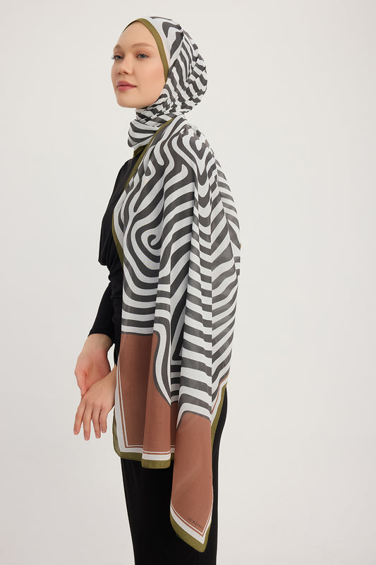 Efilia Desenli Şal - Yaşam İzi - Kahverengi