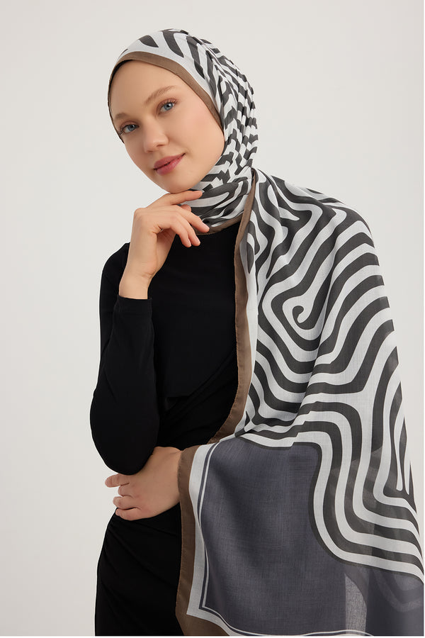 Efilia Desenli Şal - Yaşam İzi - Gri